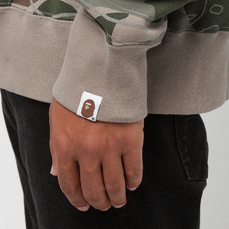 A Bathing Ape Layered Line Camo Shark Full Zip Hoodie M beige