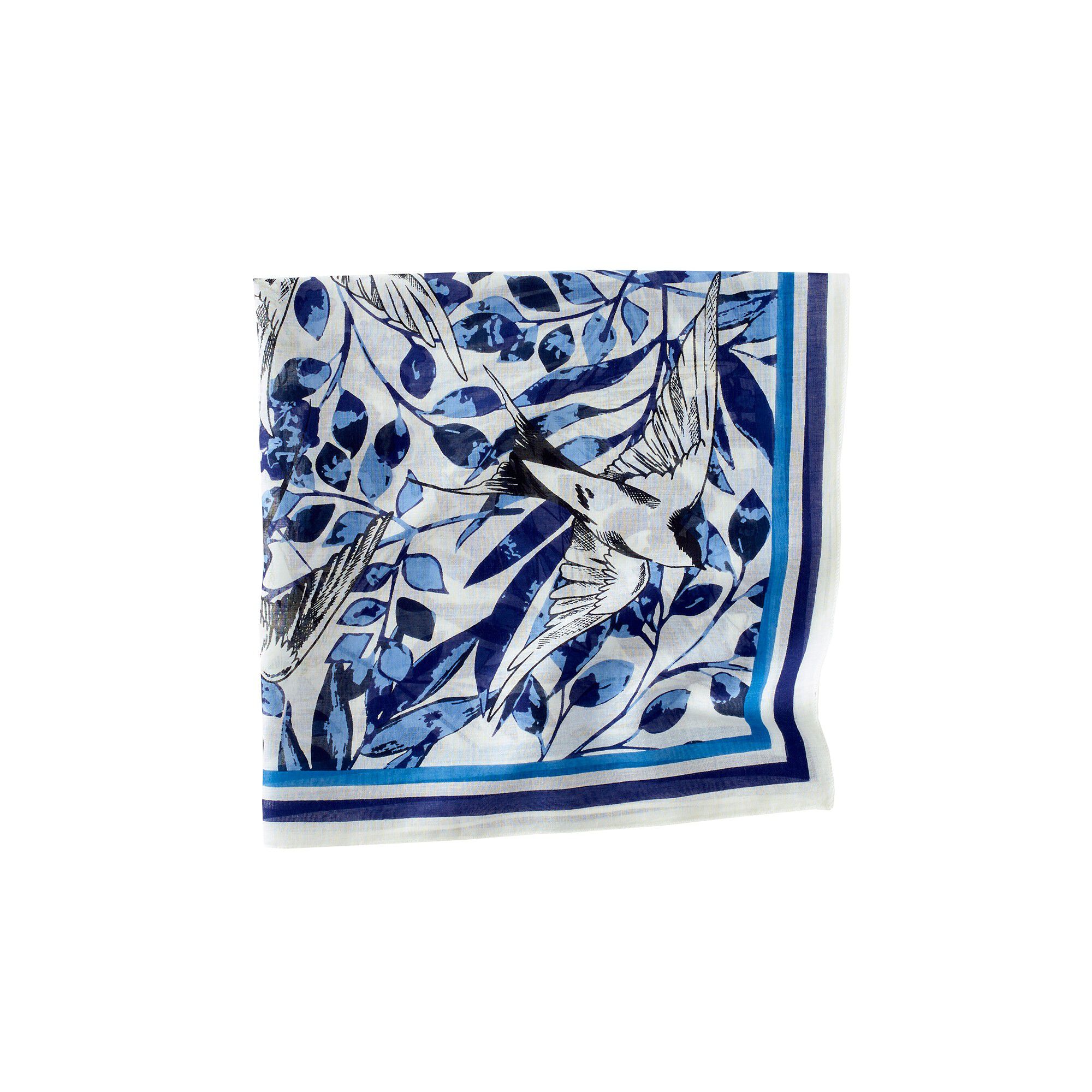 Foulard imprimé hirondelles, voile de coton