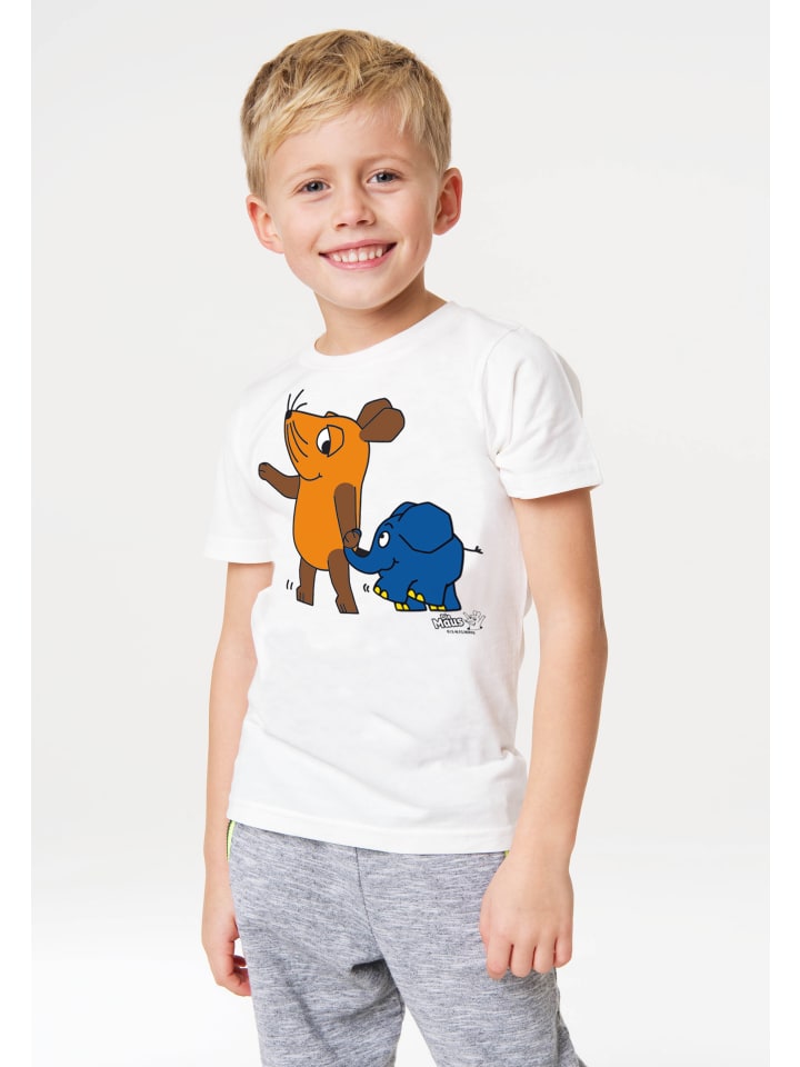 Logoshirt T-Shirt Sendung mit der Maus - Maus & Elefant in altweiss günstig kaufen