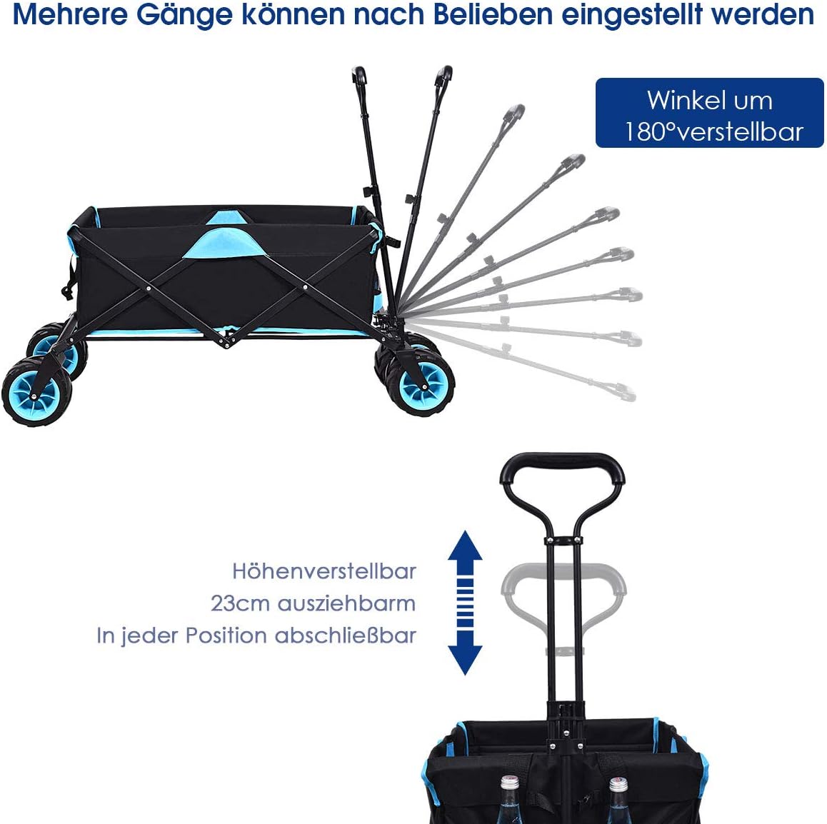 Costway Bollerwagen faltbar mit Dach bis 50 kg belastbar