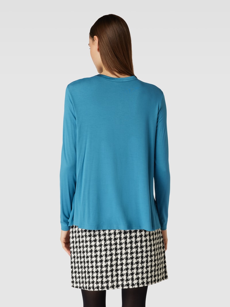 Bluse mit Schlüsselloch-Ausschnitt in blau