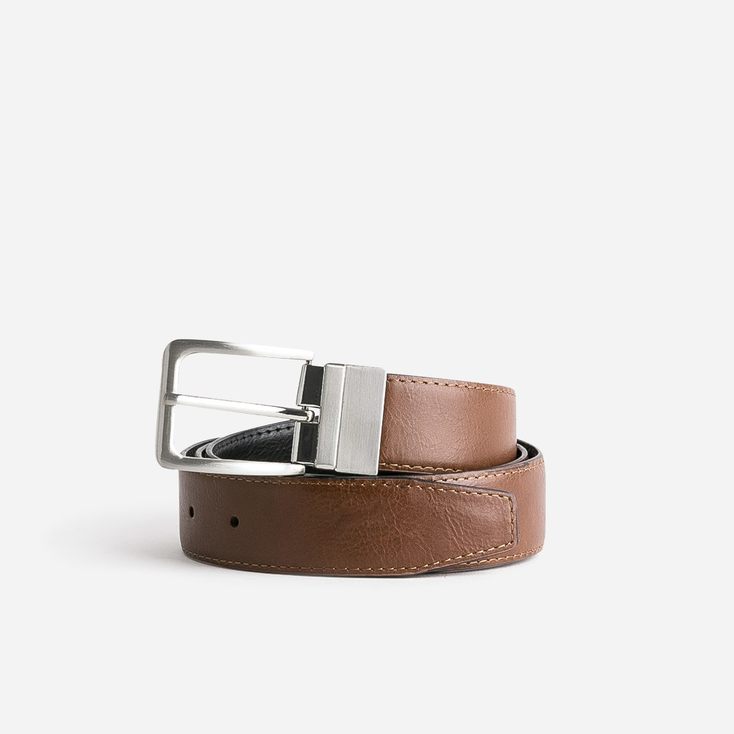 Ceinture réversible noire et cognac