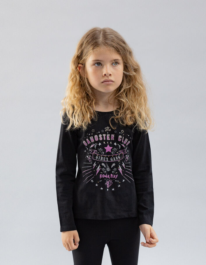 T-shirt noir coton bio visuel rock fille