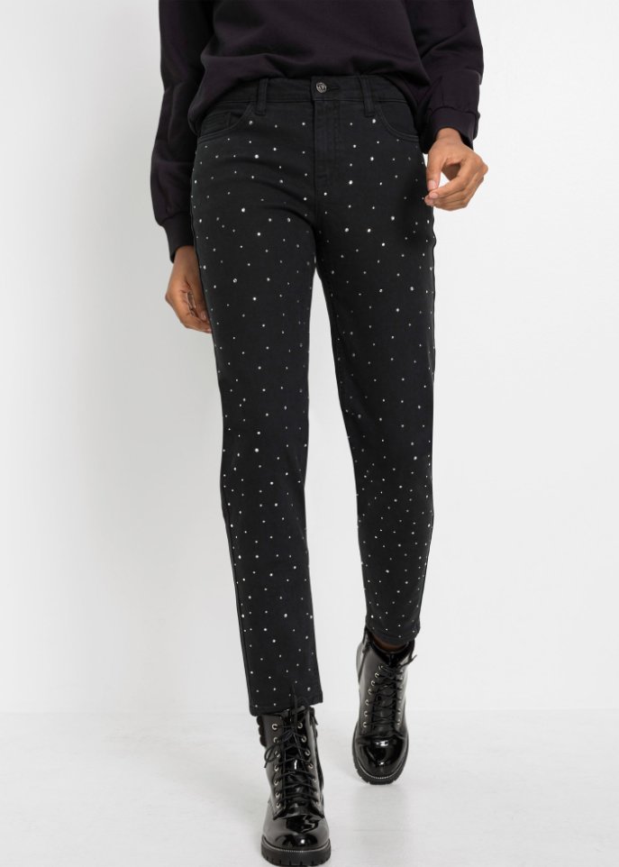 Stretch-Hose mit Glitzersteinen