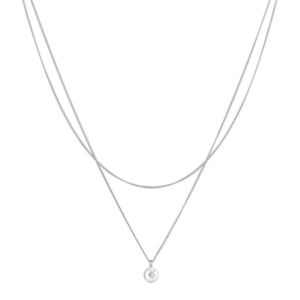 Elli Elli Collier Pendentif solitaire pour femme Layer avec cristal de zirconium en ar collier