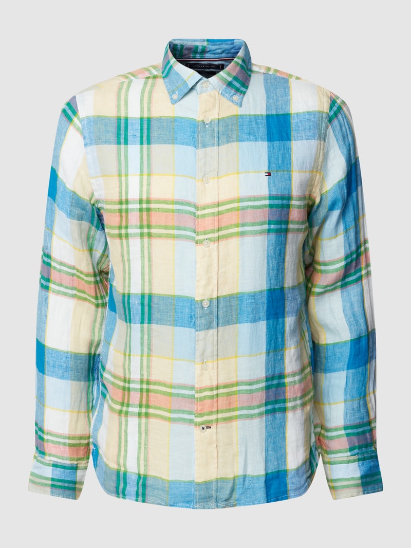 Regular Fit Freizeithemd aus Leinen mit Button-Down-Kragen in grasgrün