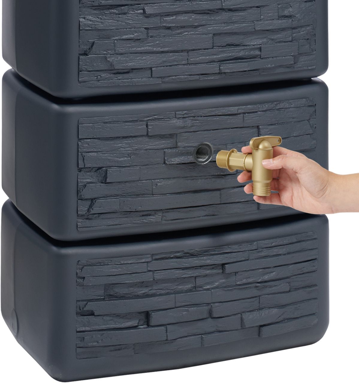 4rain SLIM STONE DECOR Wandtank 330 Liter graphite grey