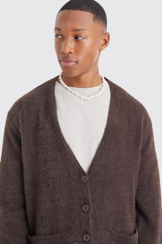 Kastiger flauschiger Cardigan