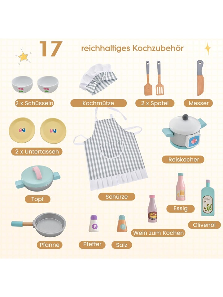 COSTWAY Spielküche inkl. 17 Zubehör in Weiß günstig kaufen 35 cm