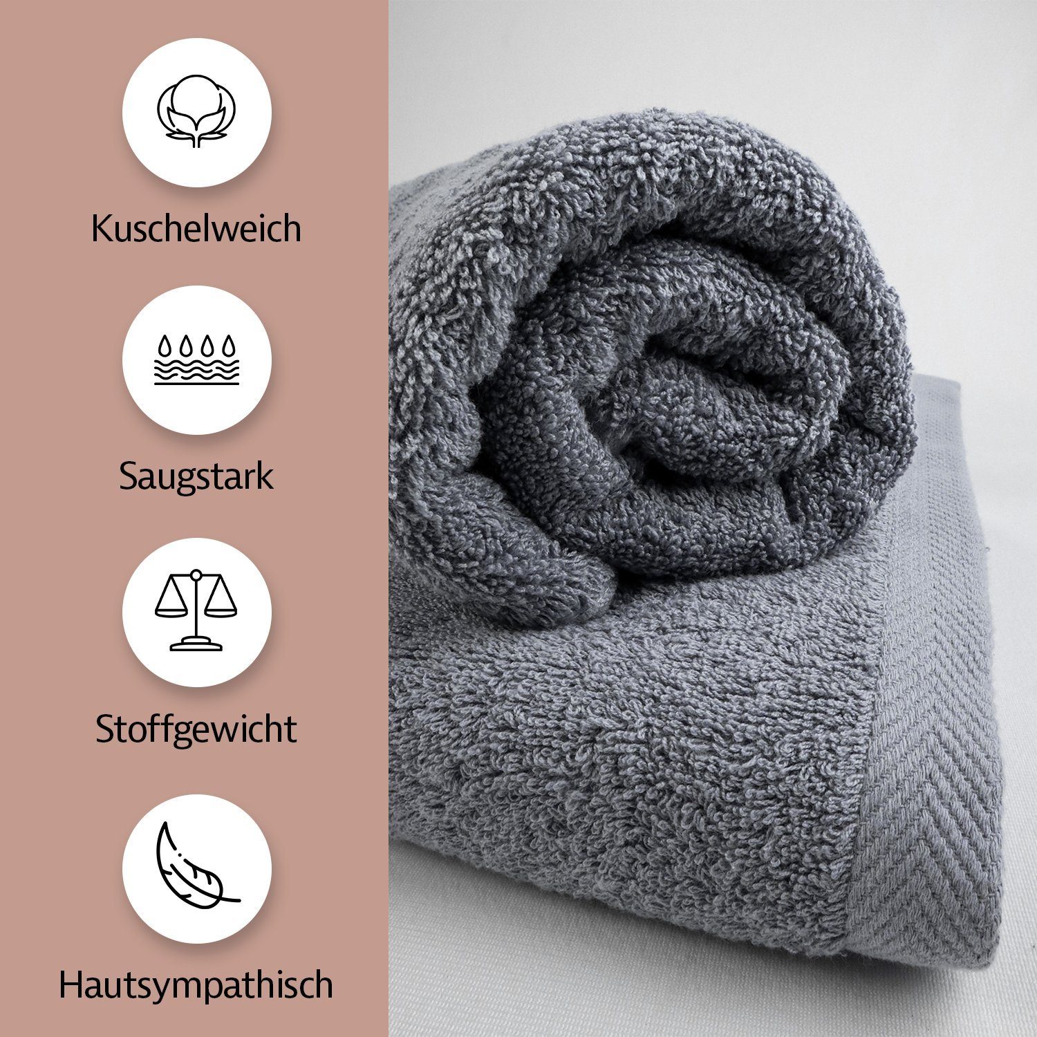 Zestri Handtücher Bambus Frottier Handtücher Set - Gästetücher Handtücher Duschtücher, Saunahandtuch, Badetücher - Frottee Bambusfaser 30x50 50x100 70x100 100x150 cm