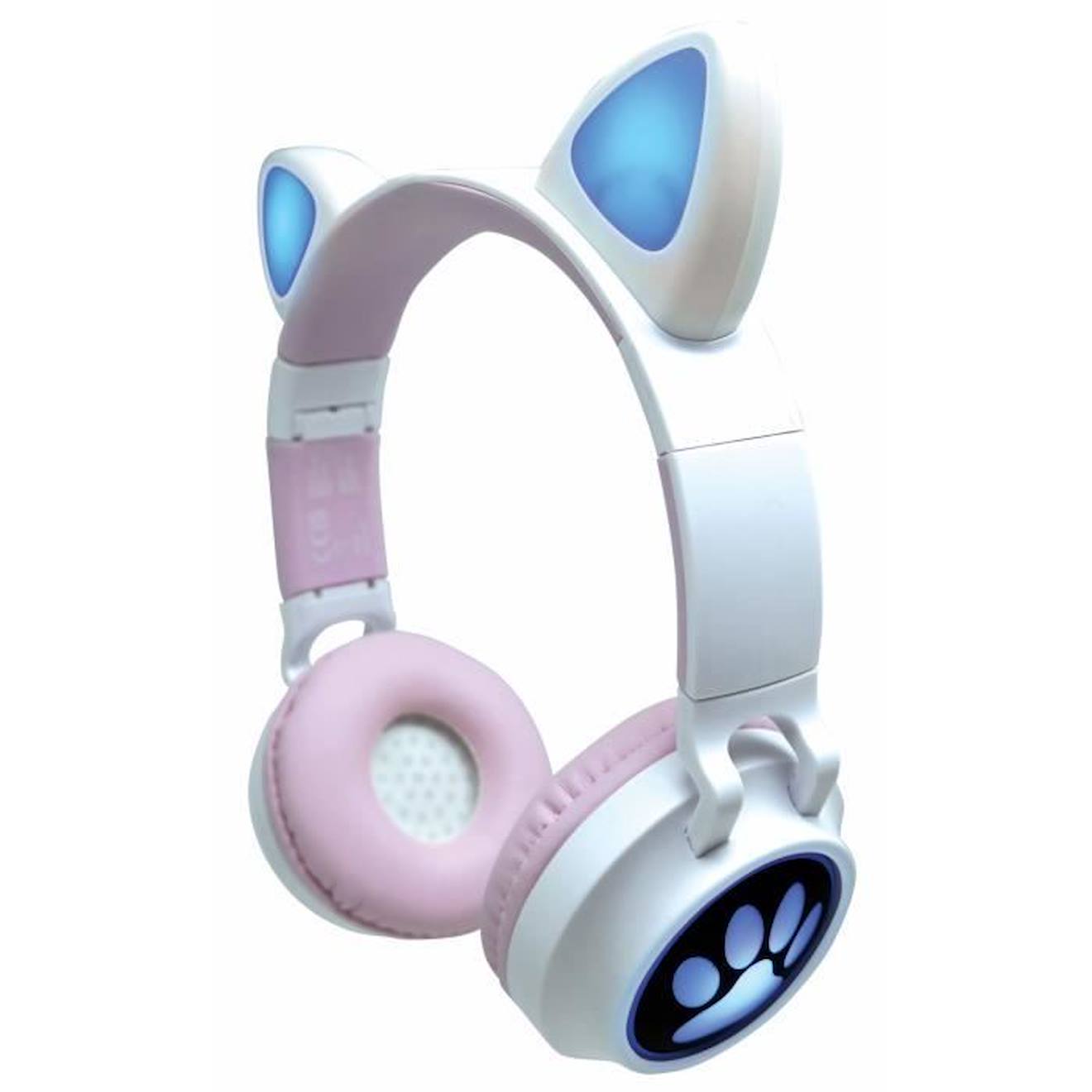 Casque audio 2-en-1 avec oreilles de chat pour écouter votre musique sans fil en Bluetooth 5.0 rose