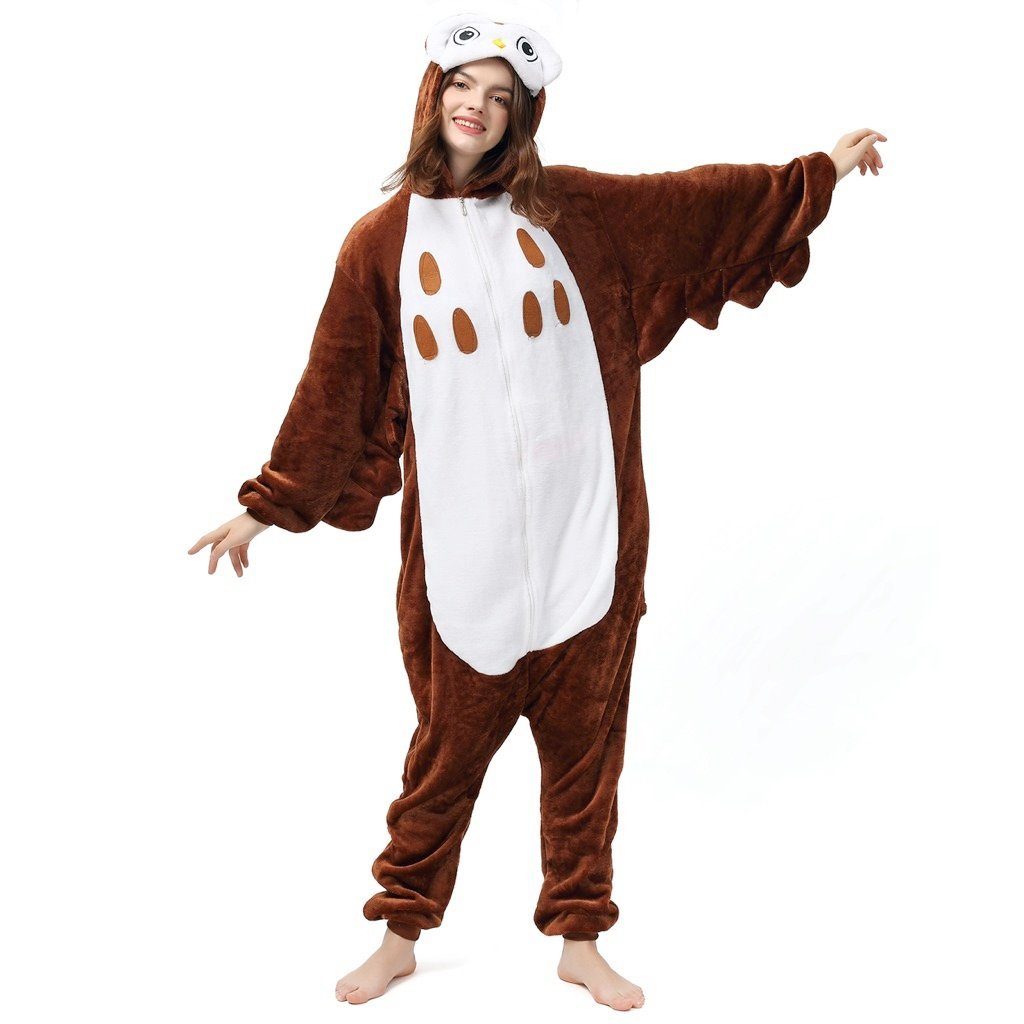 Katara Partyanzug Waldtiere Jumpsuit Kostüm Onesie Overall Erwachsene S-XL, Bär, Biene, Eule, Eichhörnchen, Fuchs, Fledermaus, Rentier, Maus, Igel