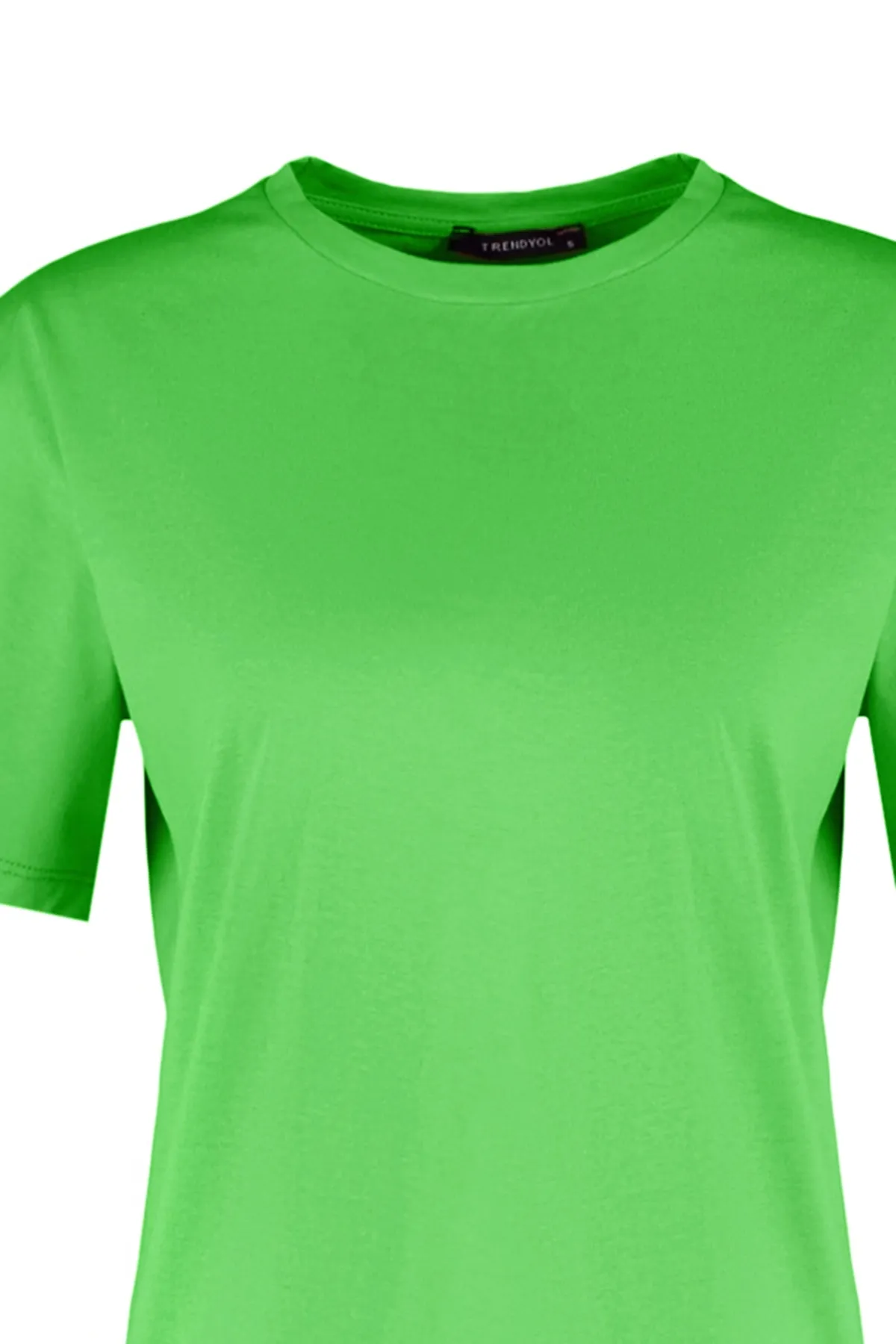 Trendyol Collection  Grünes, übergroßes/weites Strick-T-Shirt mit Rundhalsausschnitt aus 100 % Baumwolle TWOSS20TS0134