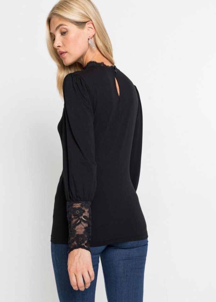Langarmshirt mit Spitze