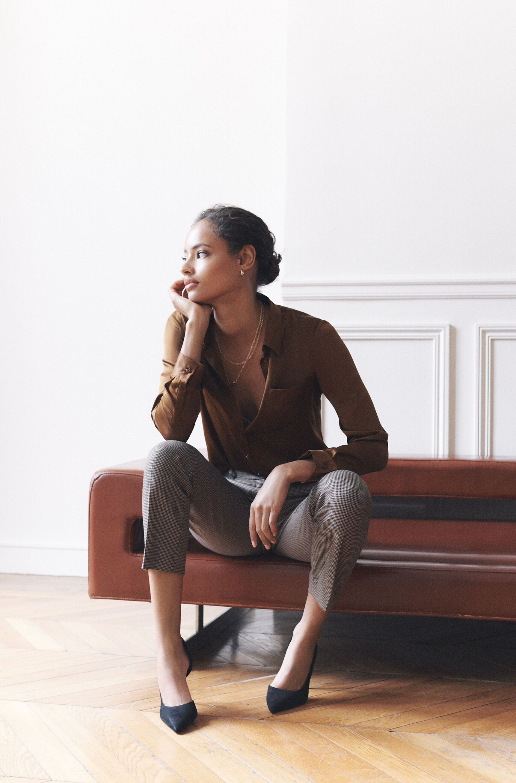pantalon sidiki marron fonce femme