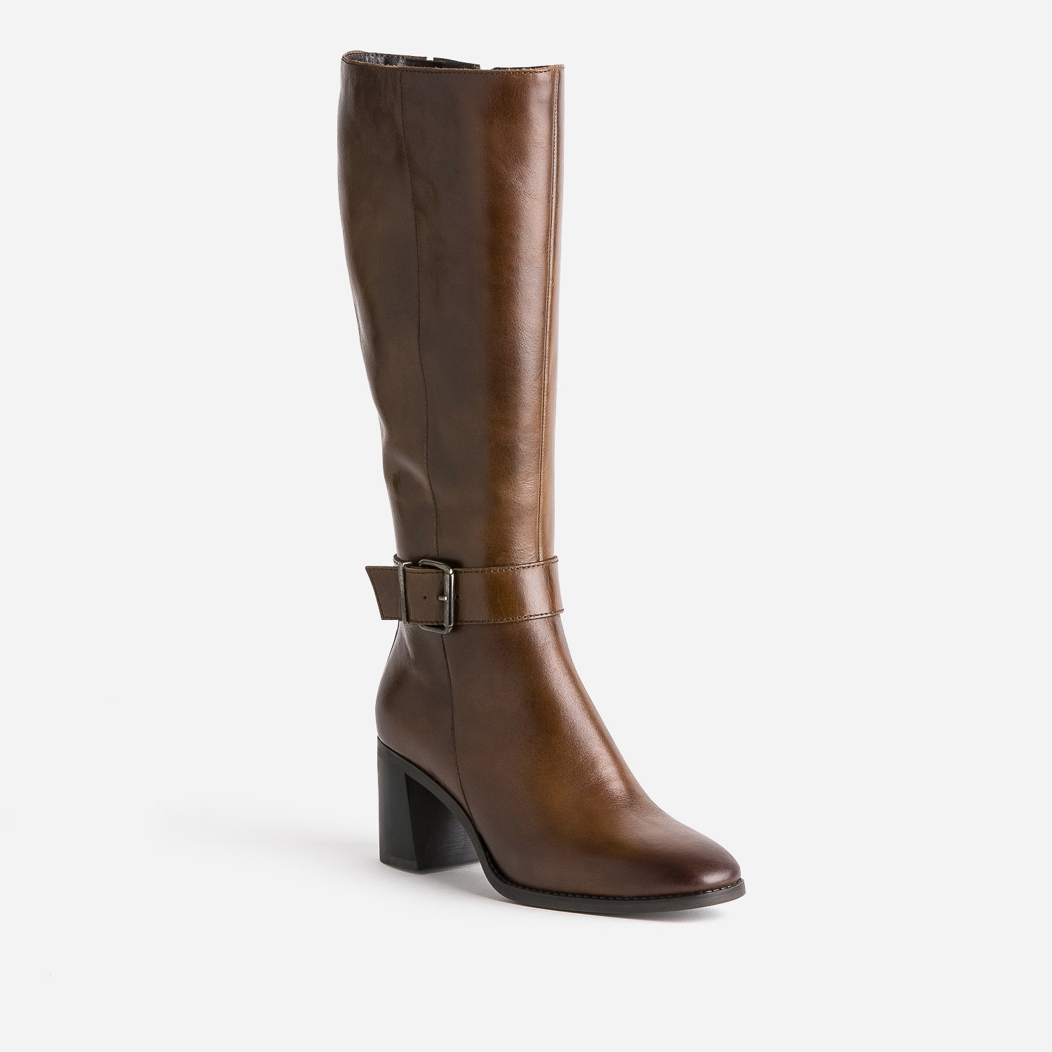Botte marron en cuir à talon
