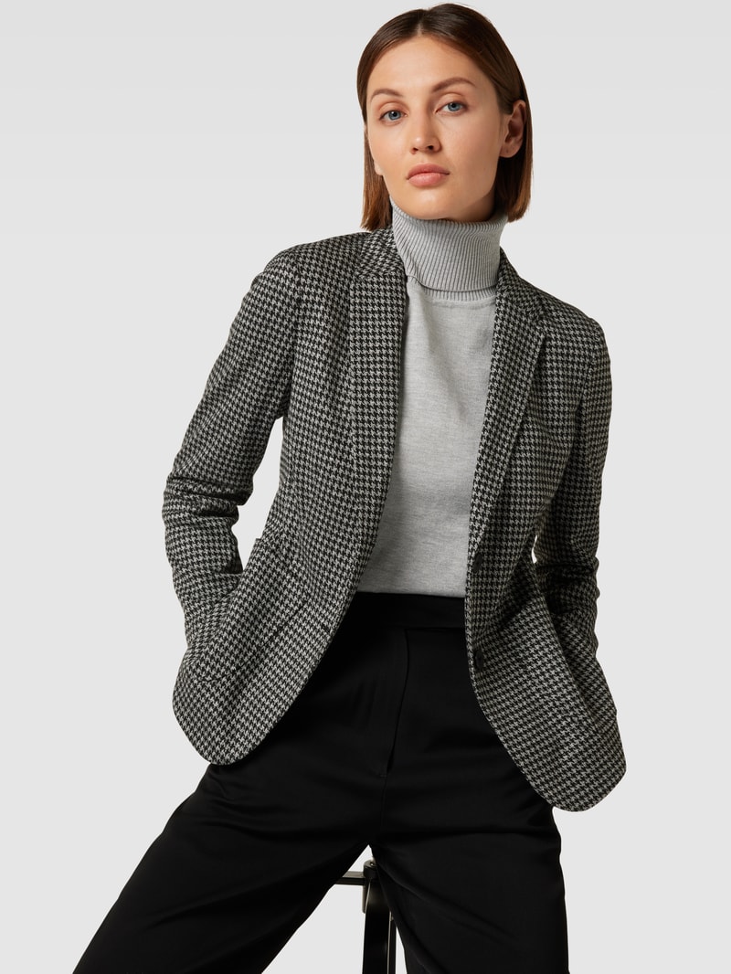 Blazer mit Hahnentrittmuster in schwarz