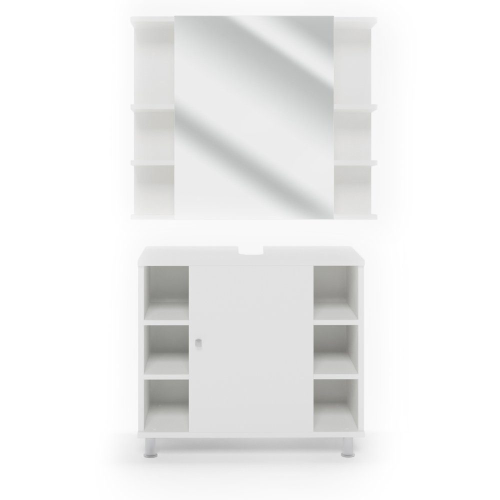 Vicco Badmöbel-Set Badezimmerset FYNN Weiß Set 1, (2-er Set, 4-St., 4-er Set)