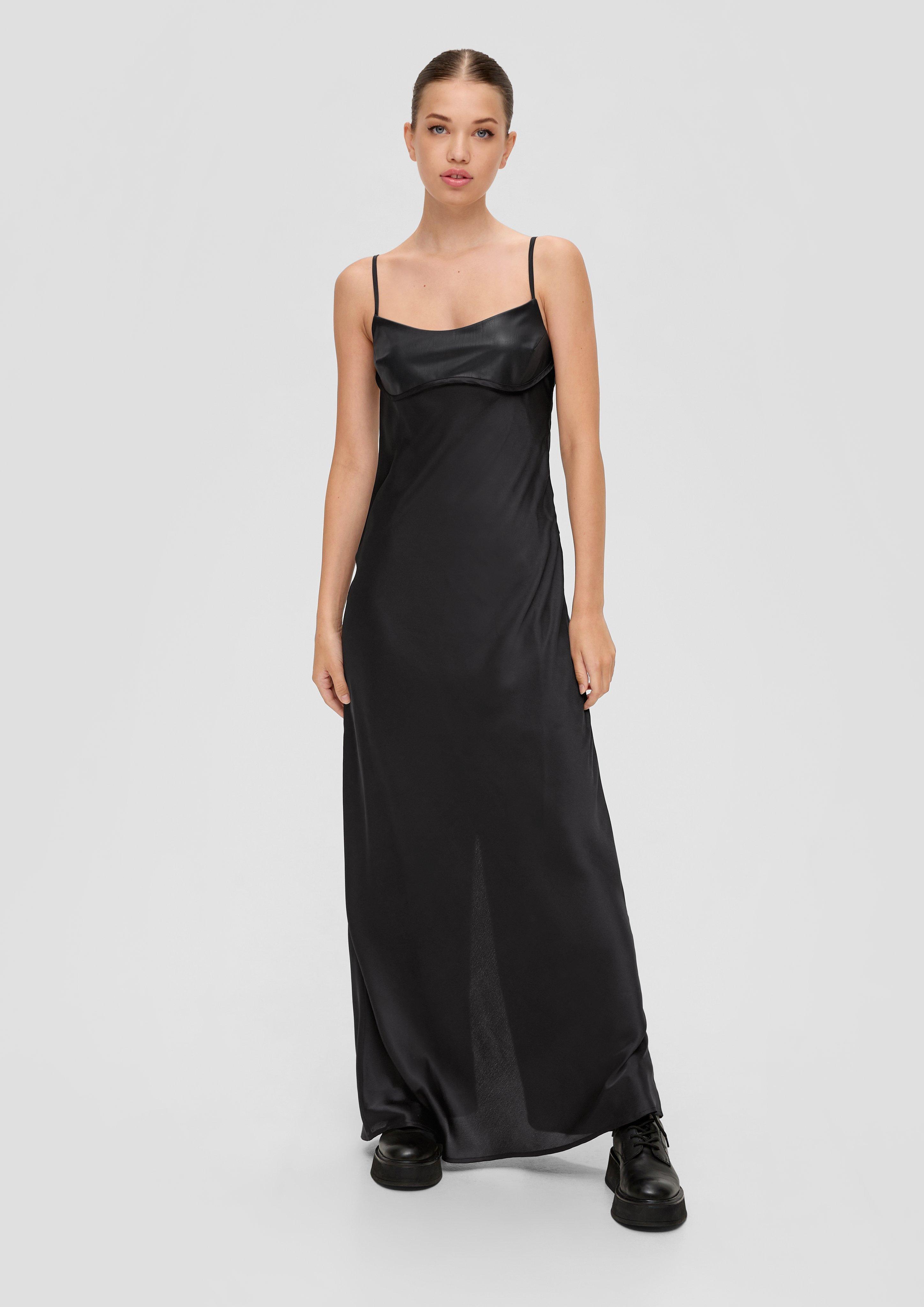 Satinkleid mit Kunstlederdetail | QS x ELIF  2135069-9999