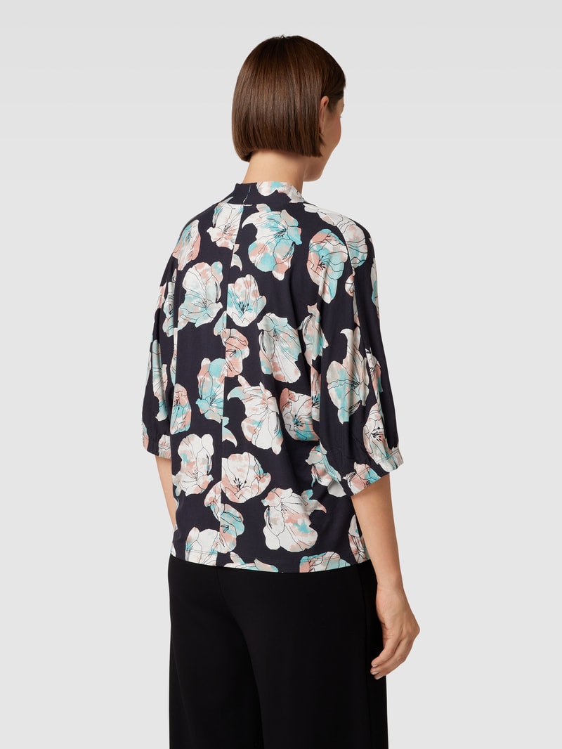 Bluse mit floralem Muster in marineblau