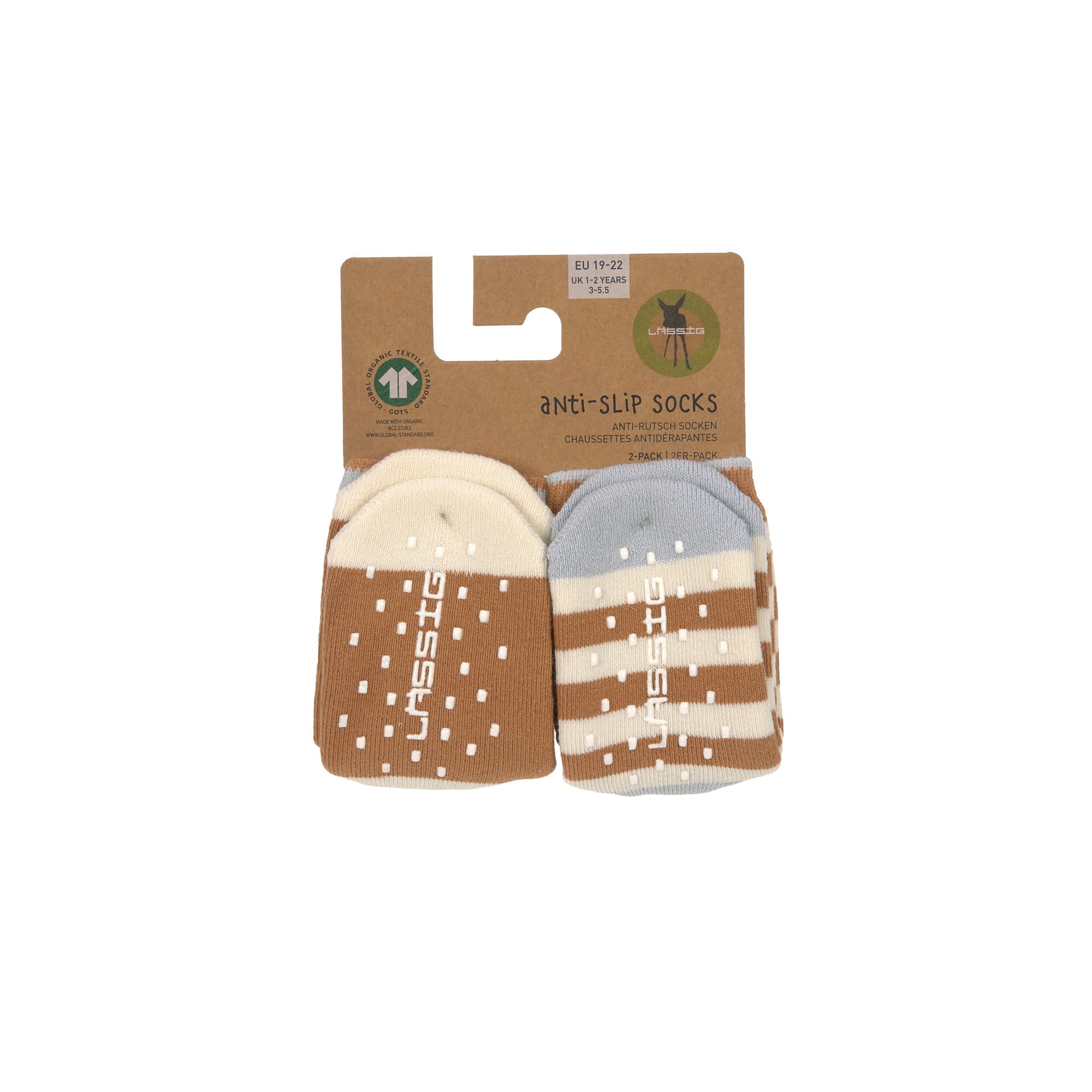 Kinder Antirutsch-Socken (2er-Set), Hellblau Karamell