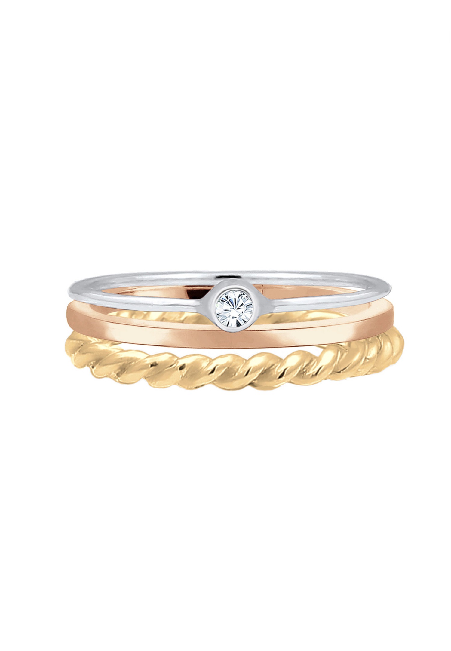 Ensemble solitaire pour femme Elli « Basic Twisted » avec cristal en argent sterling 925