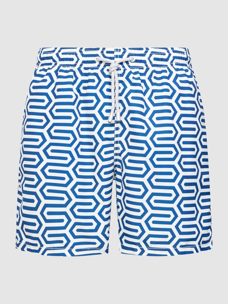 Badehose mit Allover-Muster Modell 'GUSTAVIA' in marineblau