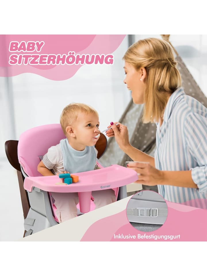 COSTWAY 6-in-1 Hochstuhl in Rosa günstig kaufen onesize