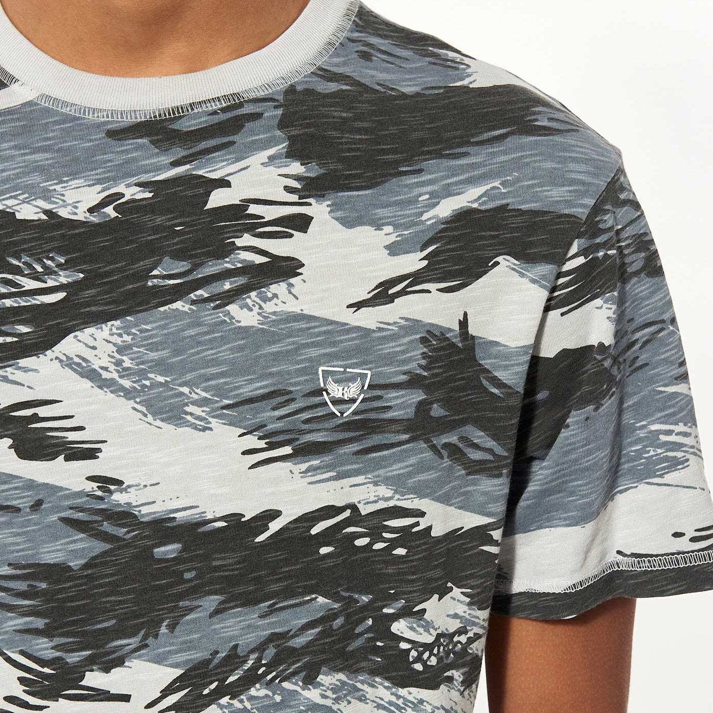 MAEL   T-shirt camouflage bleu Homme en 100% coton