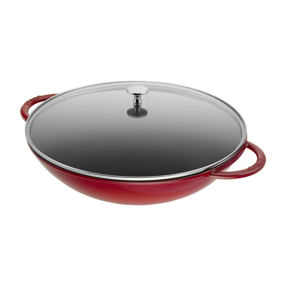 Wok mit Glasdeckel 37 cm, Gusseisen