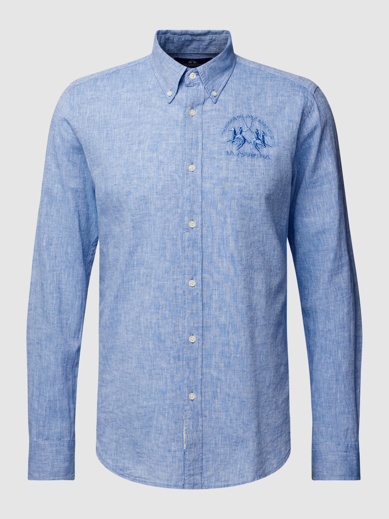 Freizeithemd mit Label-Stitching in bleu