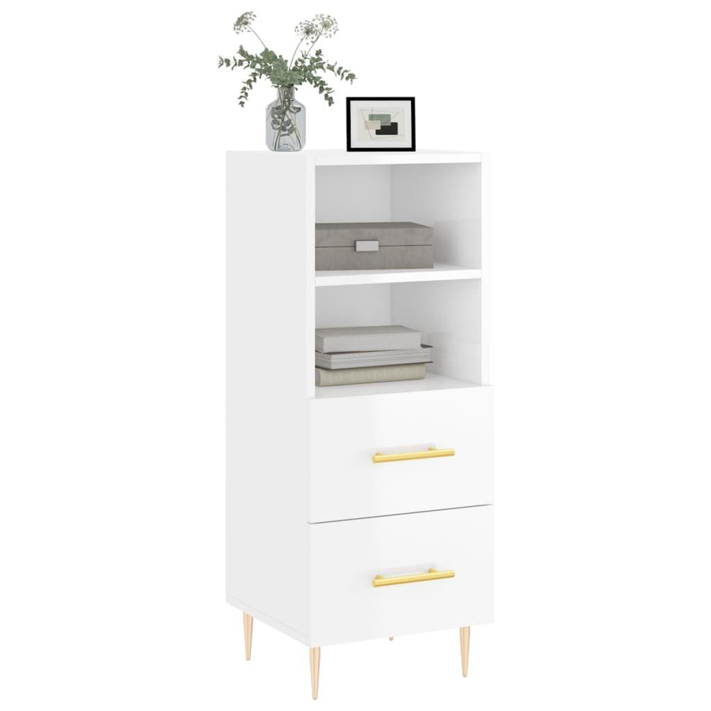 vidaXL Sideboard Sideboard Hochglanz-Weiß 34,5x34x90 cm Holzwerkstoff (1 St)