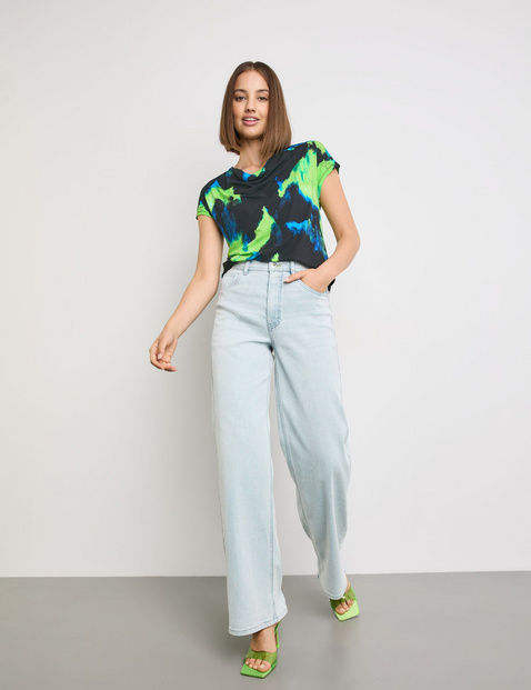 Kurzarmshirt mit Wasserfallausschnitt