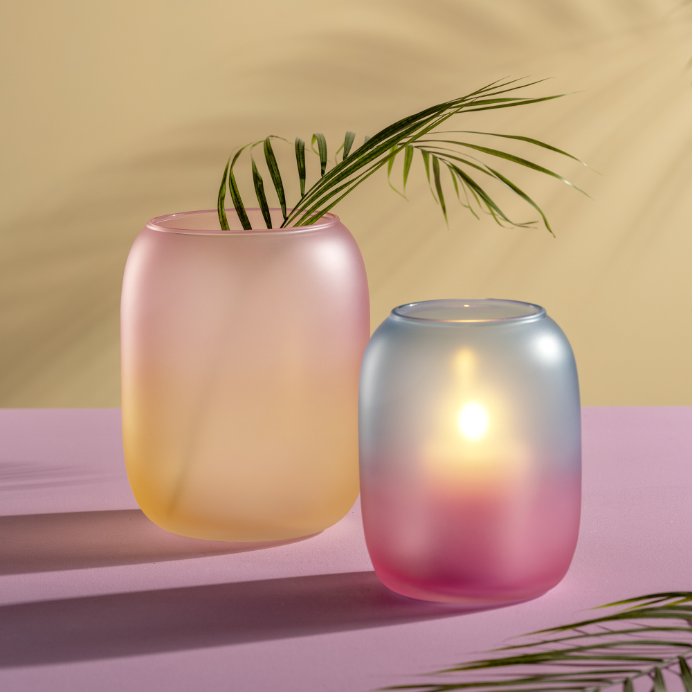 Windlicht Amalfi orange/rosa
