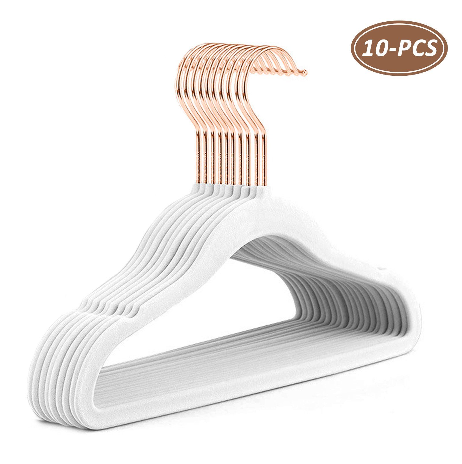 CALIYO Kleiderbügel 10-Tlg Kinderkleiderbügel, Samtbügel mit Haken in Roségold, rutschfest, (10-tlg), für Kleiderschrank, für Kinderkleidung, Babykleidung, Rock und Hose