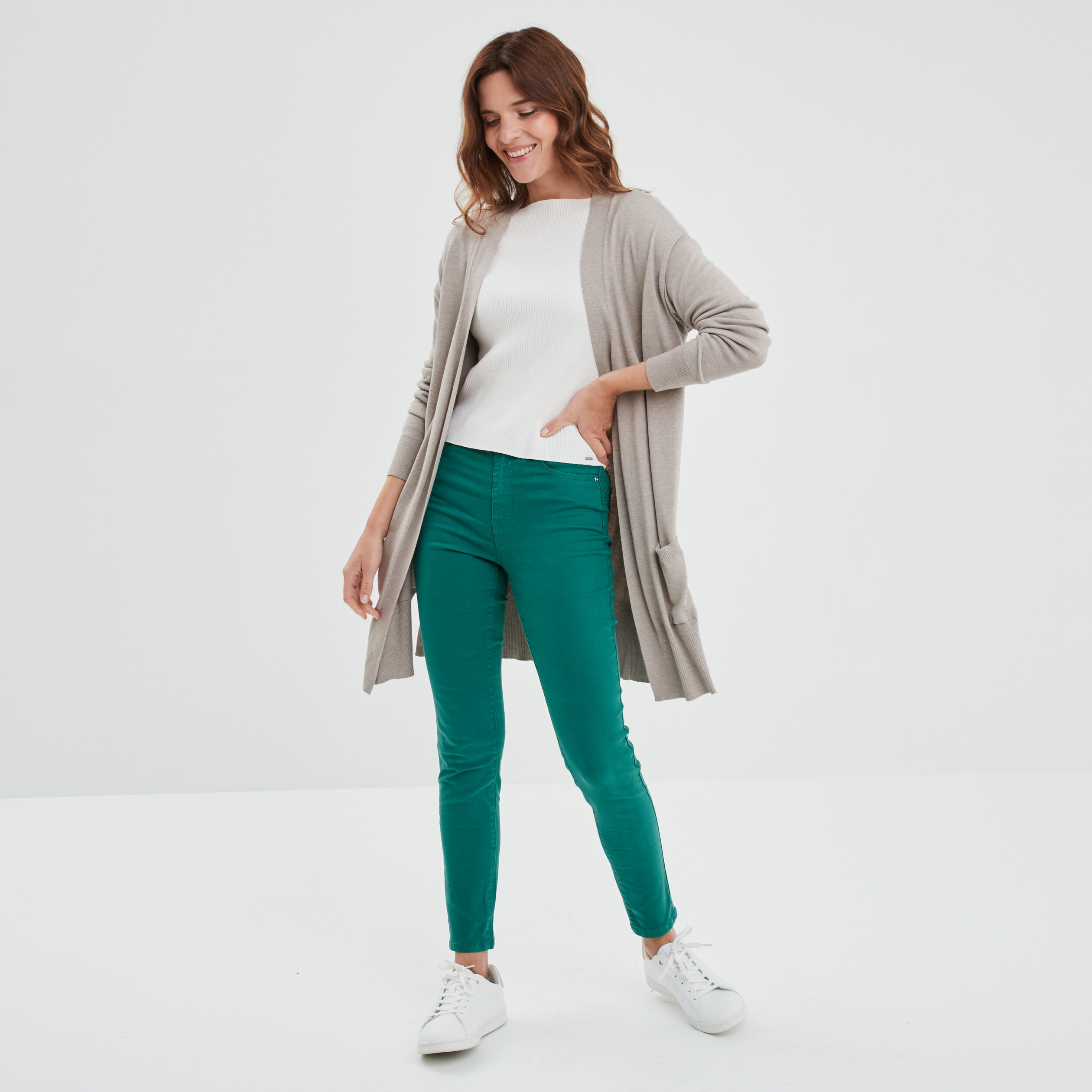 Jeans slim push up vert émeraude femme | La Halle