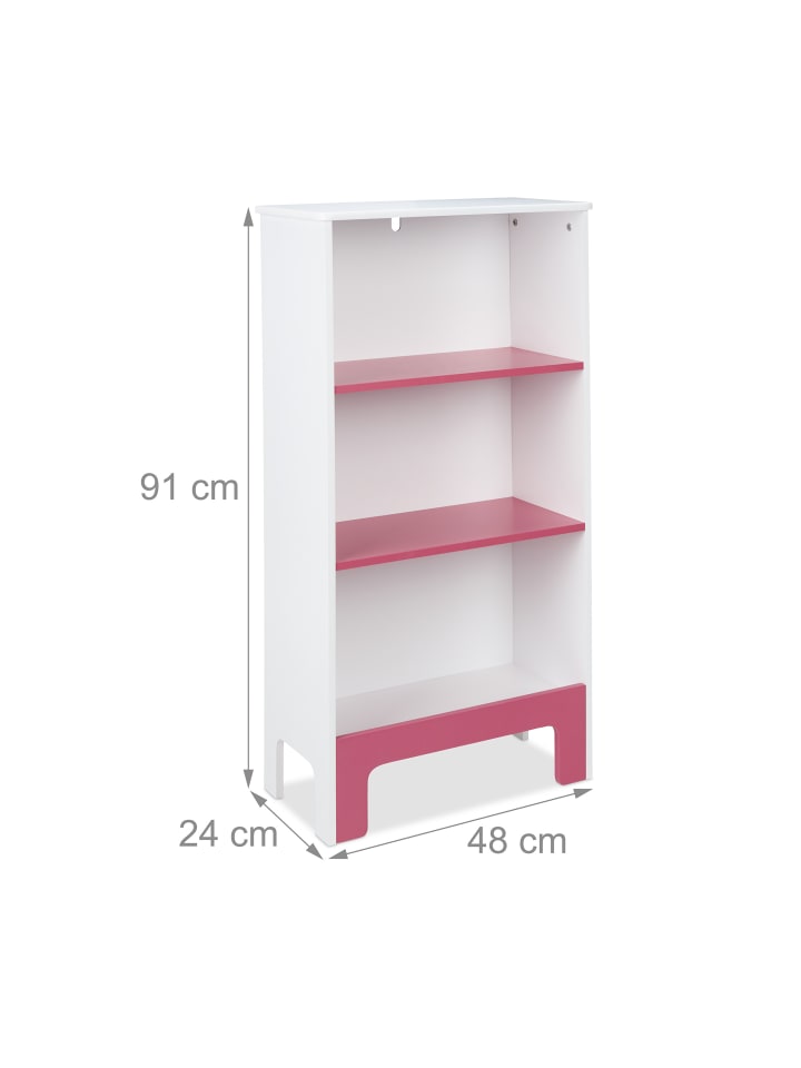 relaxdays Kinderregal in Weiß/ Rosa - (B)48 x (H)91 x (T)24 cm günstig kaufen onesize