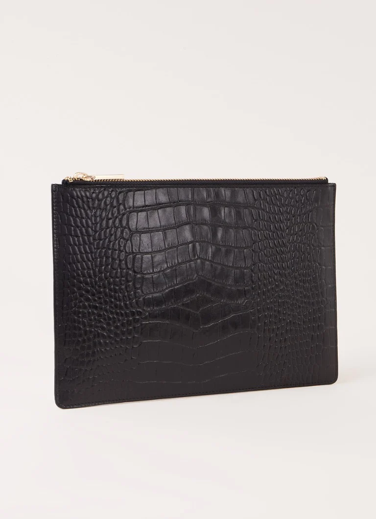 Whistles Shiny Croc Medium leather clutch