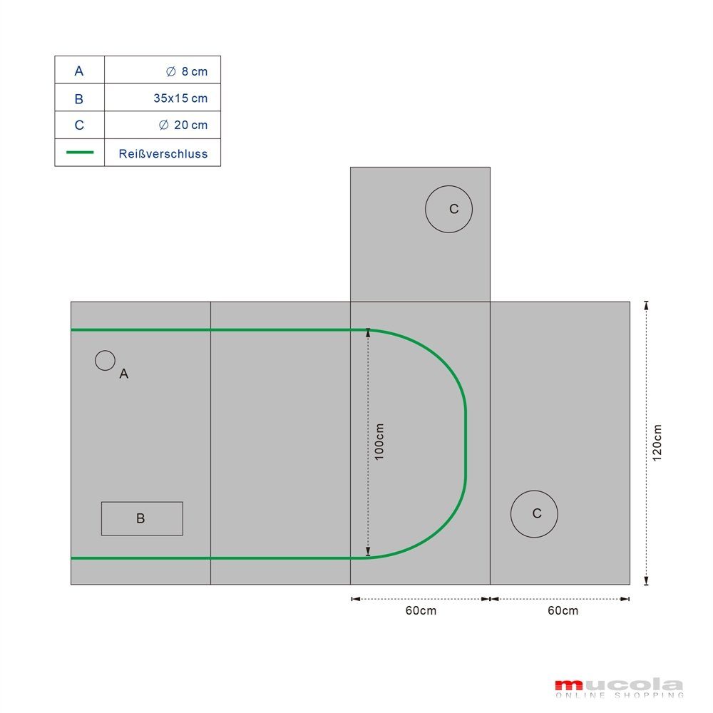 Mucola Gewächshaus Growbox Indoor Gewächshaus Pflanzenzelt Zuchtzelt Growroom Darkroom, 99,9 % lichtundurchlässig