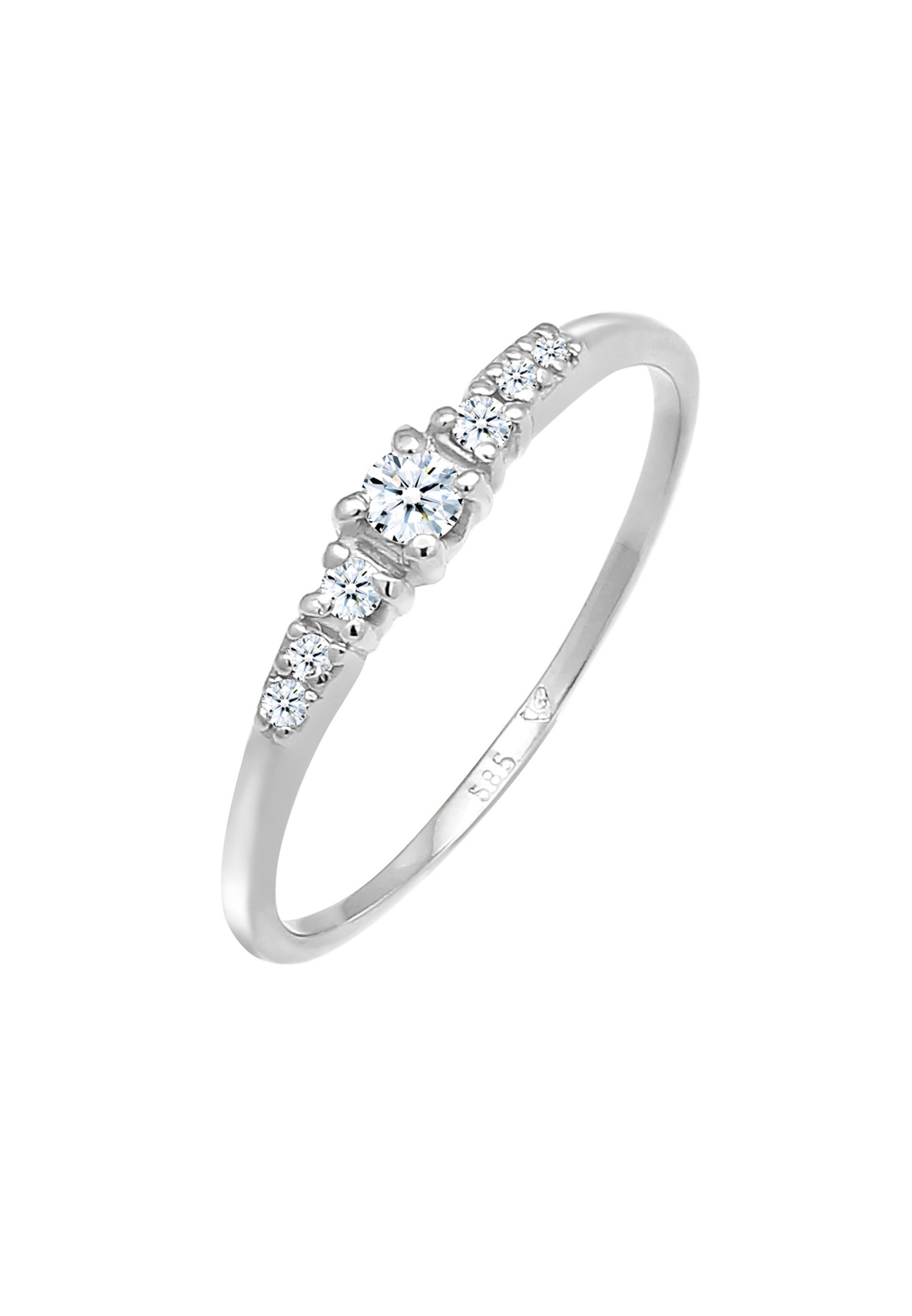 Elli DIAMONDS Ring Verlobungsring Diamanten (0.11 ct) 585 Weißgold