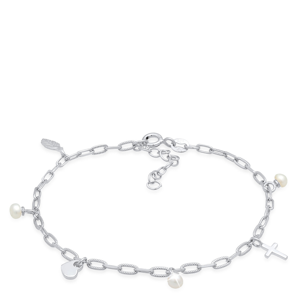 Elli Elli by Julie & Grace Bracelet en croix en argent sterling 925 avec perles d'eau  Bracelet