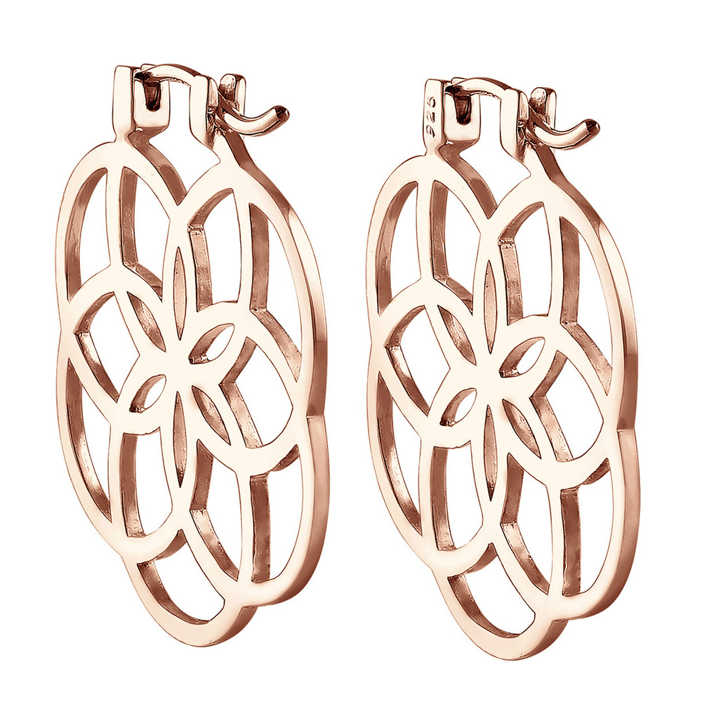 Elli Elli Boucles d'Oreilles Femmes Créoles Fleur de Vie Ornement en Argent Sterling 9 Boucles d'oreilles