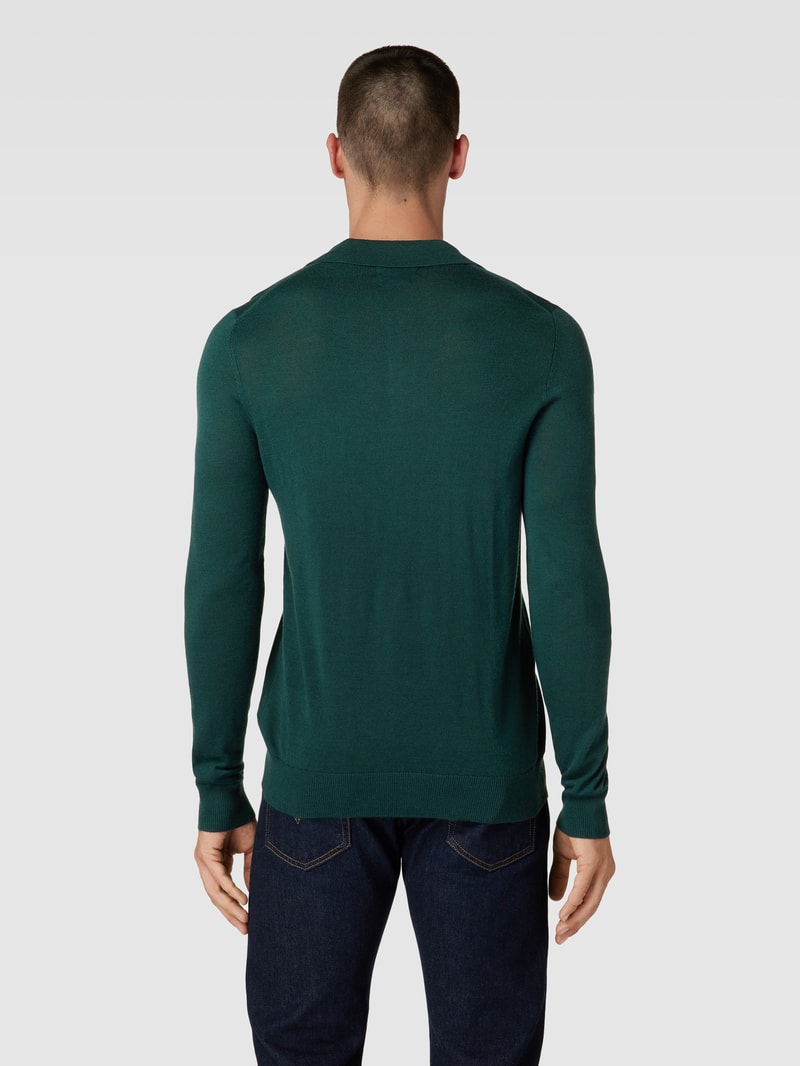 Strickpullover mit Polokragen in bottle