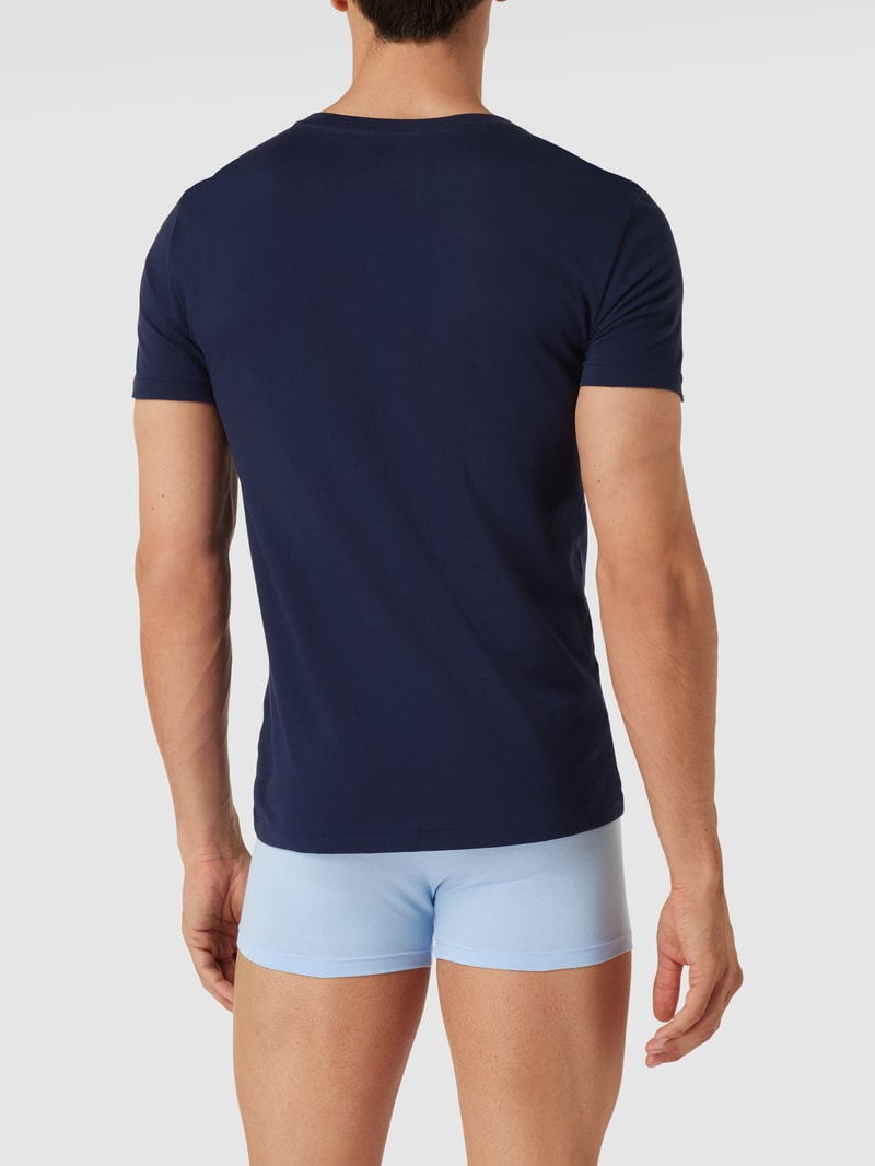 T-Shirt mit Logo-Stitching im 3er-Pack in blau