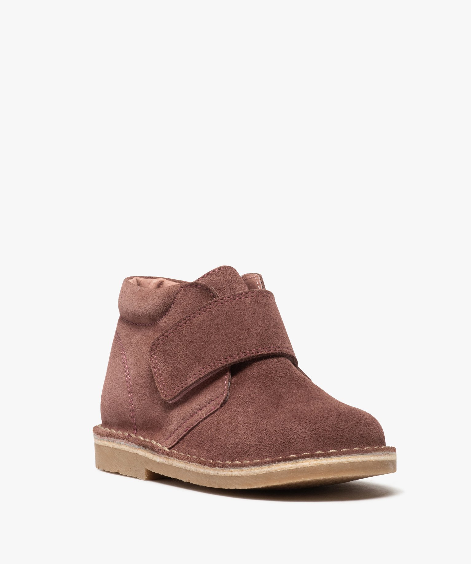 Boots enfant unis en cuir à fermeture scratch | GEMO