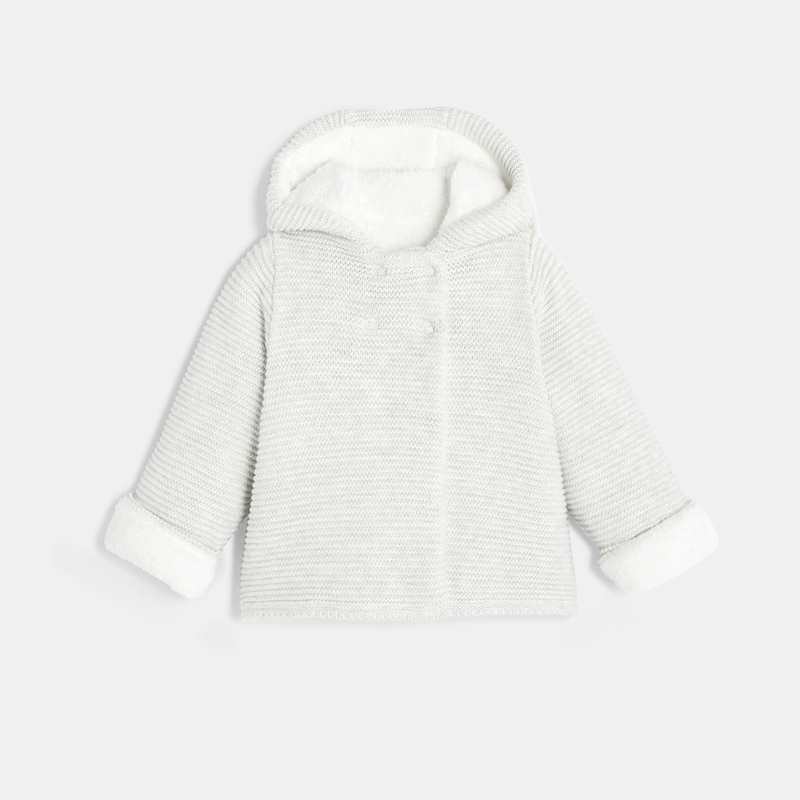 Manteau-pull fourré blanc naissance