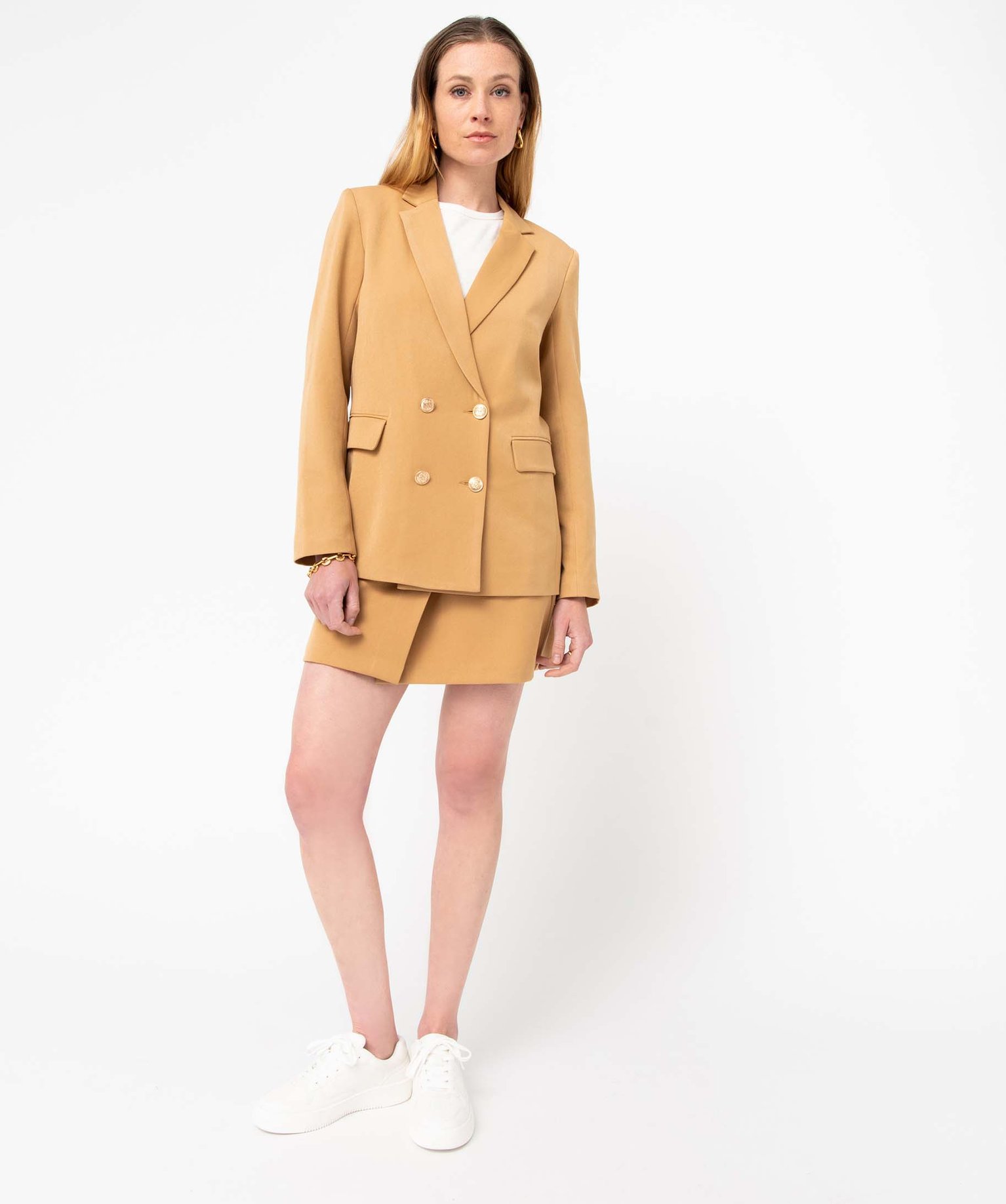 Jupe femme fermée par boutons fantaisie camel | GEMO