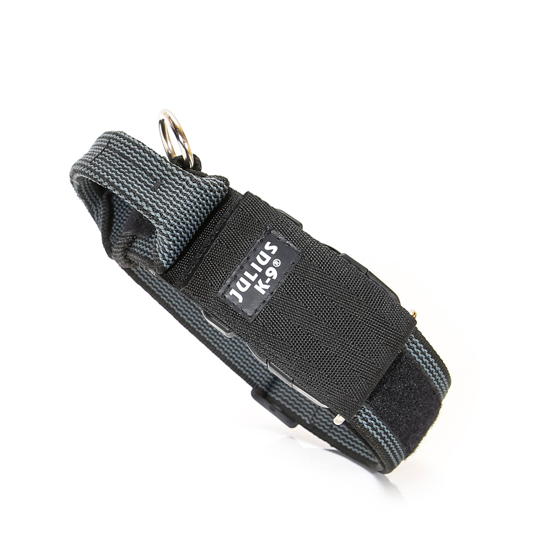 JULIUS-K9 Hundehalsbänder JULIUS-K9 Halsband mit Griff 50mm schwarz/ grau