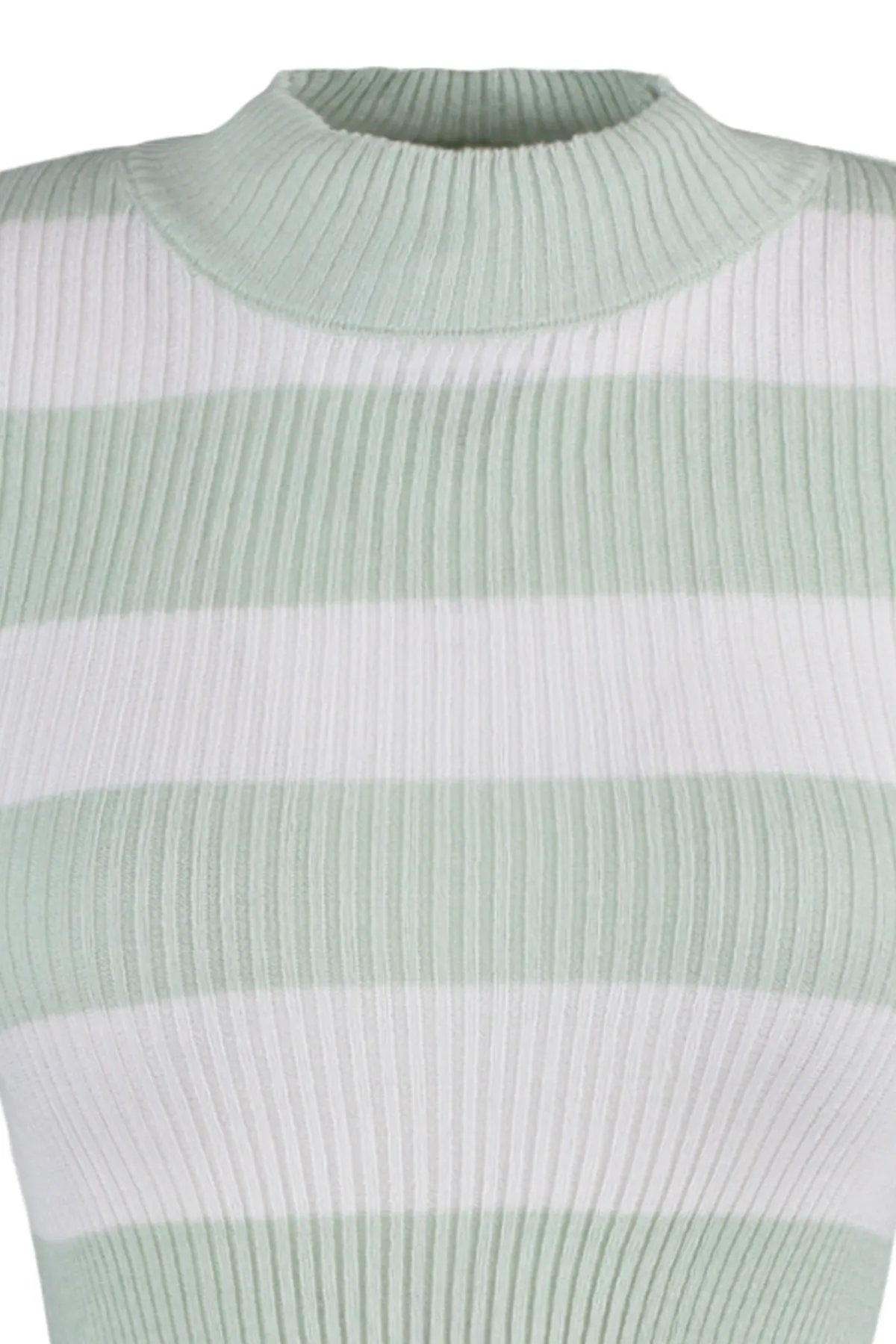 Trendyol Collection  Mintgrüner, kurzer Strickpullover aus Baumwolle mit Streifen TWOAW20KZ0255