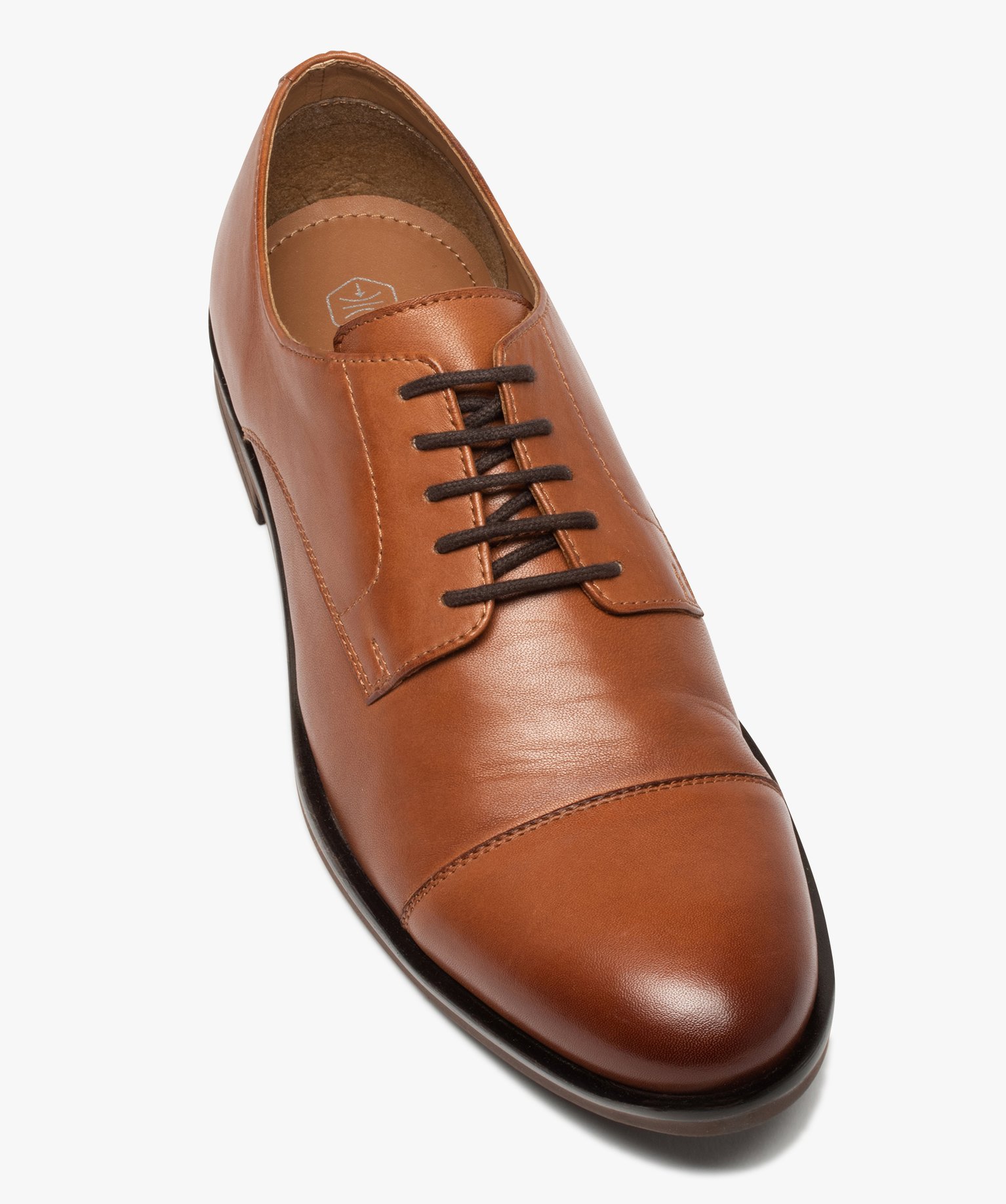Derbies homme classiques dessus cuir uni camel | GEMO